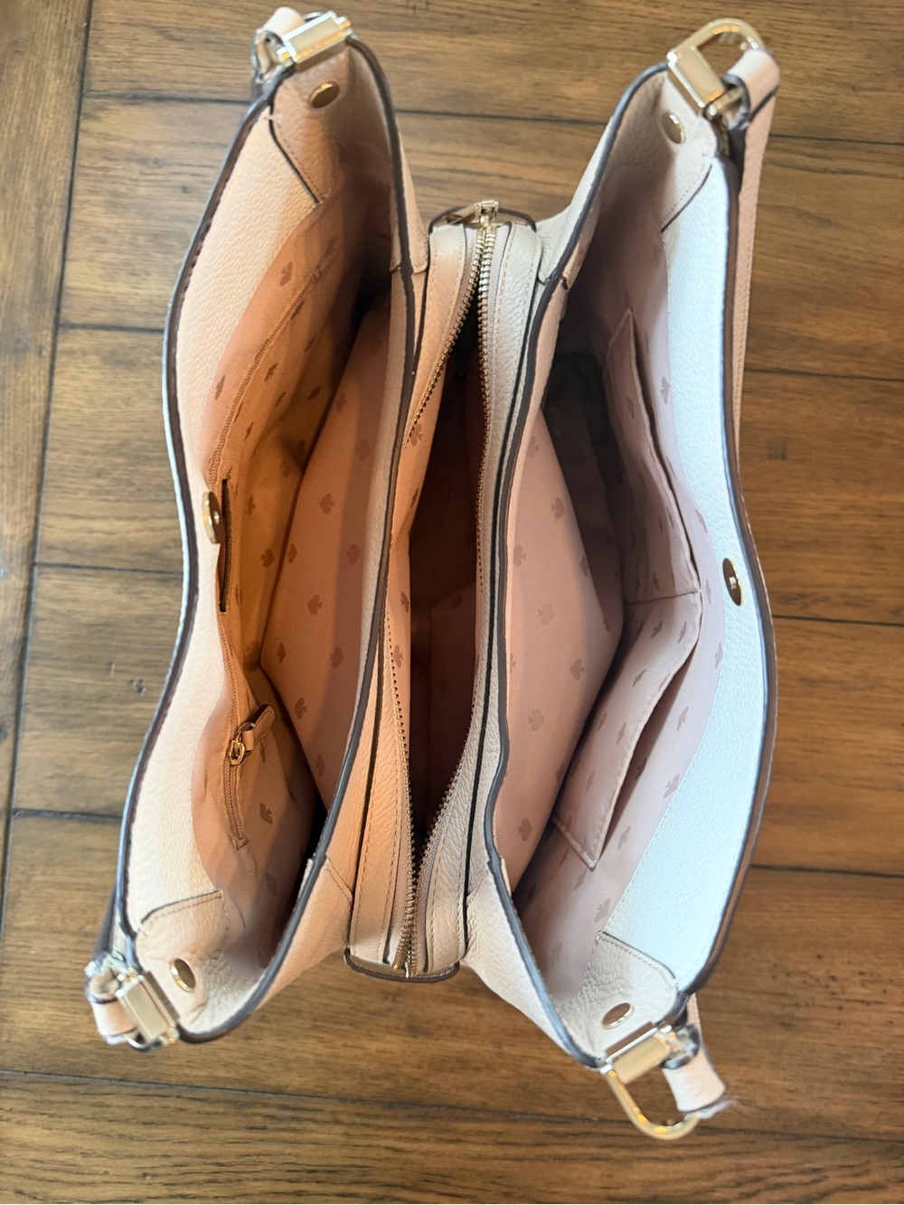 Kate Spade New York Cream & Blush Pebbled Leather Hobo Bag - Picture 4 of 12